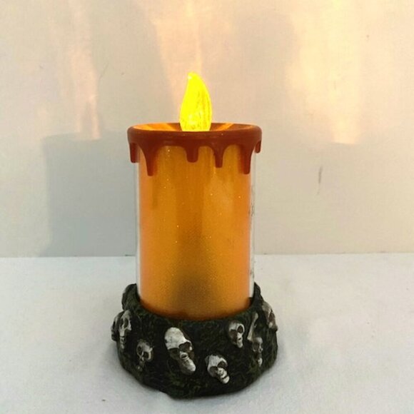 Halloween Light Up Candle Skulls Sparkle Battery Operated - Picture 2 of 6